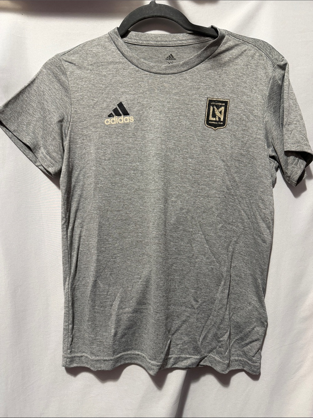 adidas Heather Gray LAFC Short Sleeve Tee with Gold Logo XS237